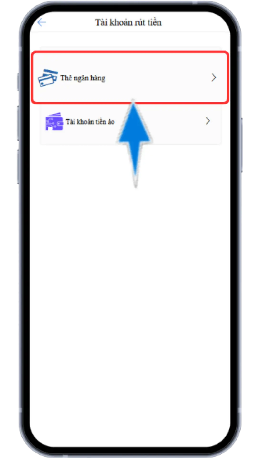 Bước 2 : Chọn THẺ NGÂN HÀNG